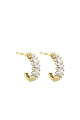 Fireworks Diamond Baguette Hoop Earrings, 18k Yellow Gold & Diamonds